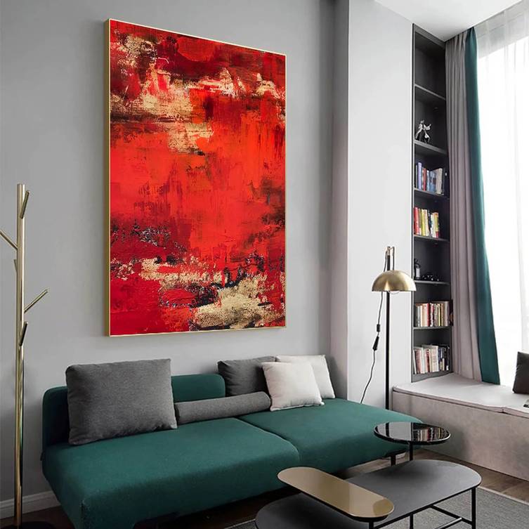 Room Painting Red - big canvas print for farmhouse decor